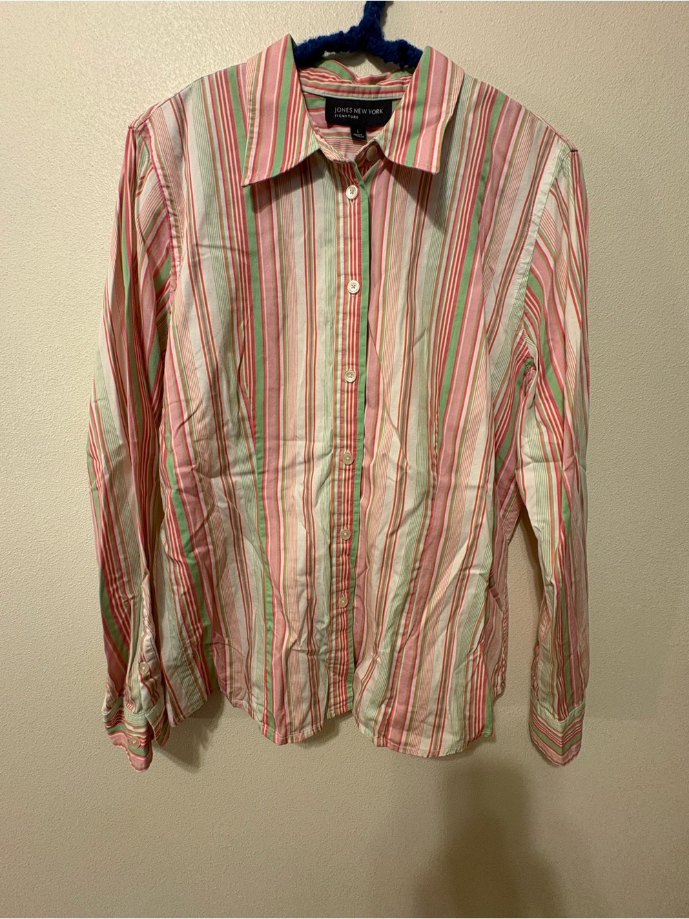 Jones New York Pink Stripe Button-Down Shirt - Womens